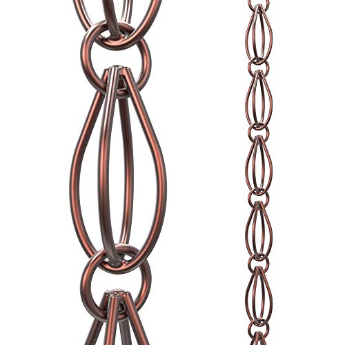 rain chain fish - Rain Chains Direct Double Oval Loop Rain Chain, 8.5 Feet Length, 100% Copper, Functional and Decorative Replacement for Gutter Downspouts