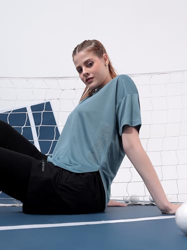 Image of Kvetoo Women Apple Cut Gym T Shirt Breathable Workout Tee Slim Fit Activewear Top Sports Training Yoga T Shirt Women