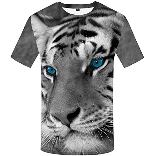 WBYFDC 3D Imprimer Animal Tigre Lion Visage T-Shirt Lâche Casual D'été Harajuku Surdimensionné T-Shirt Hommes Femmes Col Rond À ​​Manches Courtes Cover