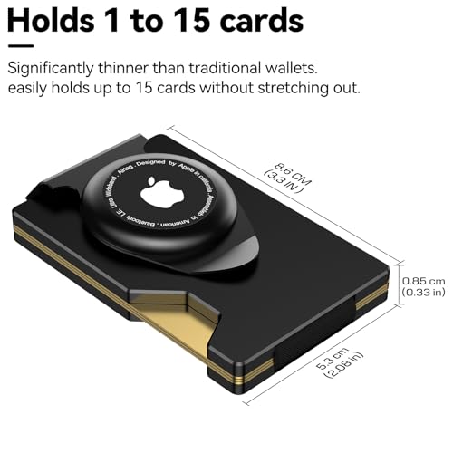 Image of furid Airtag Wallet Men Slim: Metal Wallets with Airtag Holder, Air Tag Wallet for Men with 2 Money Clip Replaceable Gift Boxed