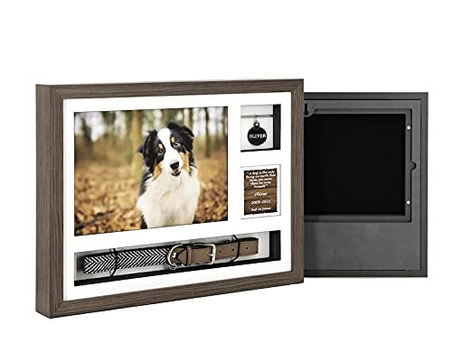 Solid Wood Pet Ashes Photo Frame Urn 16x12 – Displays Photos, Collar and Tag (Natural Oak, With Standard Glass)