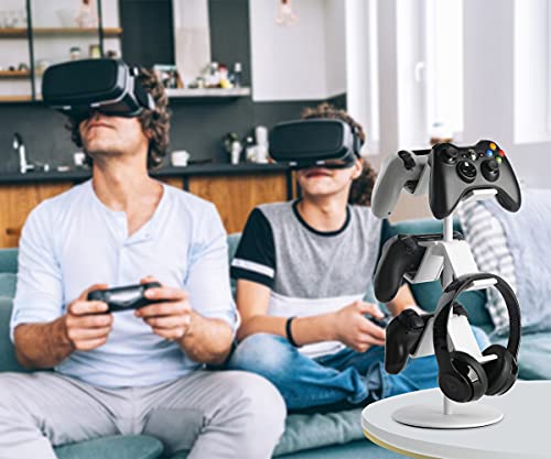 Keljun Controller Holder White, Headset Holder,Great 3 Tier Controller Headphone Organizer For All Headsets Xbox One 360 Switch Ps4 Ps5 (Elegant White) #TOP2