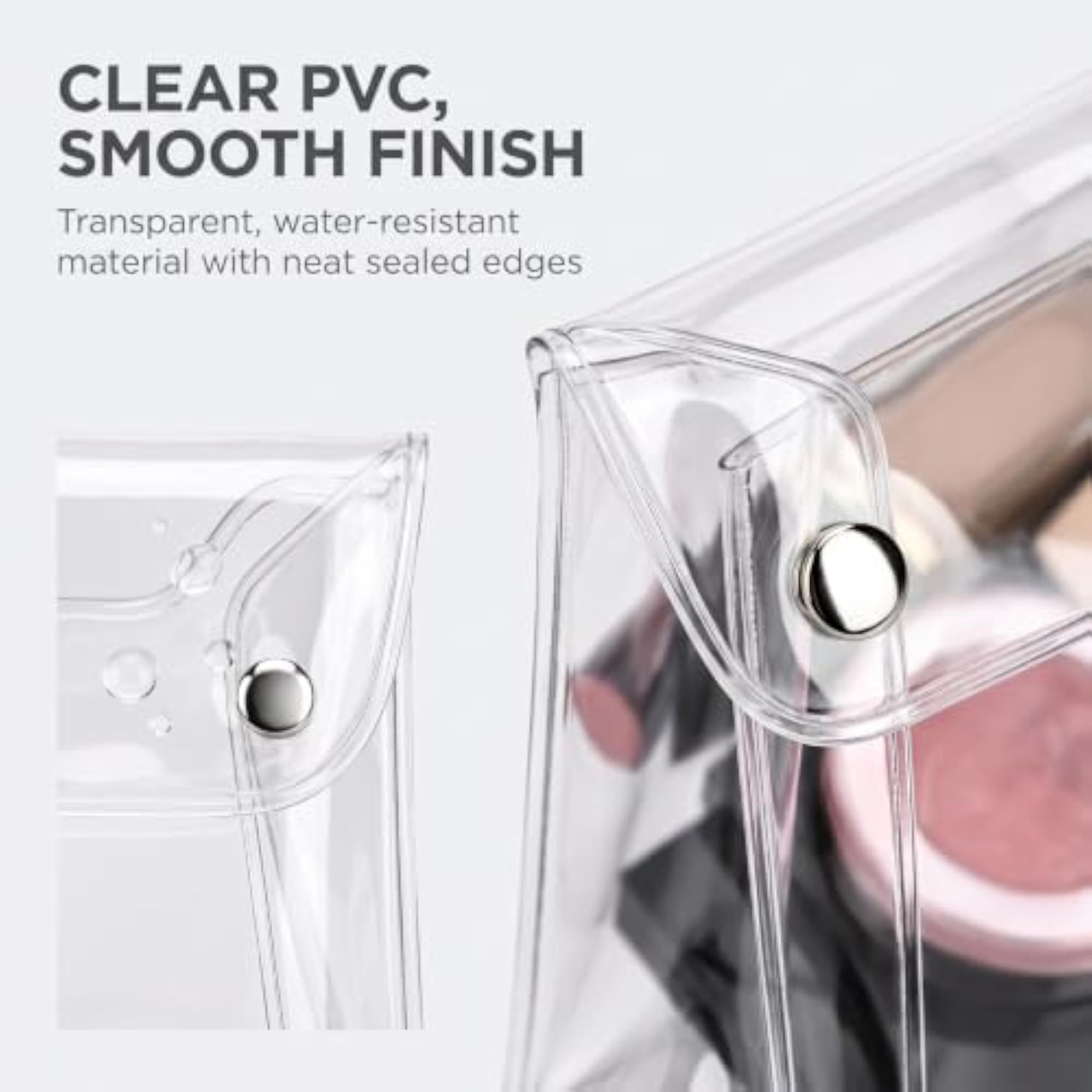 2Pcs Transparent Mini PVC Makeup Bag Set