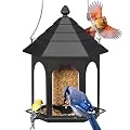 Kingsyard Metal Bird Feeder for Outdoors Hanging, 3 lbs Seed Feeder, Wild Bird Feeders for Garden Cardinal Finch Bluebird, Easy to Fill & Clean, Black