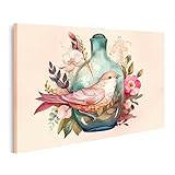 80 x 40 cm islandburner Tableau sur toile Peinture oiseau Vase assis Images murales Poster