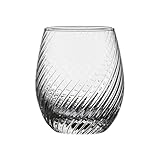 CJHFR472SG Elegante Spiral Strips Stemless Drinking Glasses, Hand Blown Textured Glass Cups for Water, Juice, Iced Tea, Cocktails and Whiskey Cristalería(Pequeño)