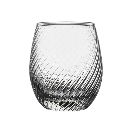 �W���[�X�O���X Spiral Strips Stemless Drinking Glasses, Hand Blown Textured Glass Cups for Water, Juice, Iced Tea, Cocktails and Whiske