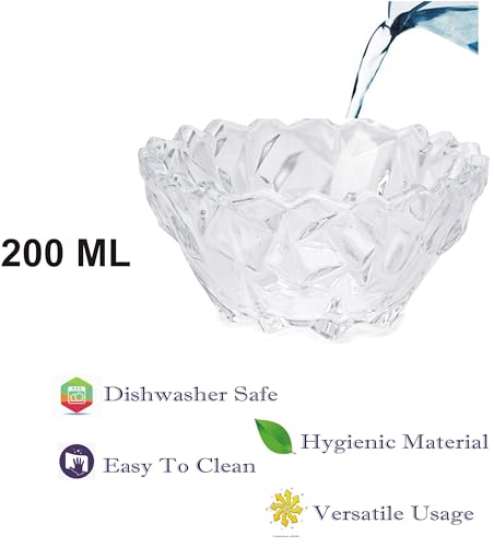 Image of AFAST Multi-Purpose Tableware Snack /Veritable Serving Bowl Set of 6, Glass, Clear, Round (BowlT-H6)