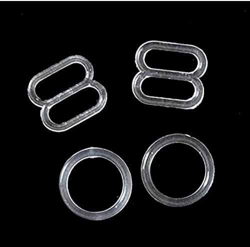 100Set Clear Plastic Invisible Lingerie Rings (8.5G) And Sliders (9G) Bra Bikini Rings (10Mm) #TOP4