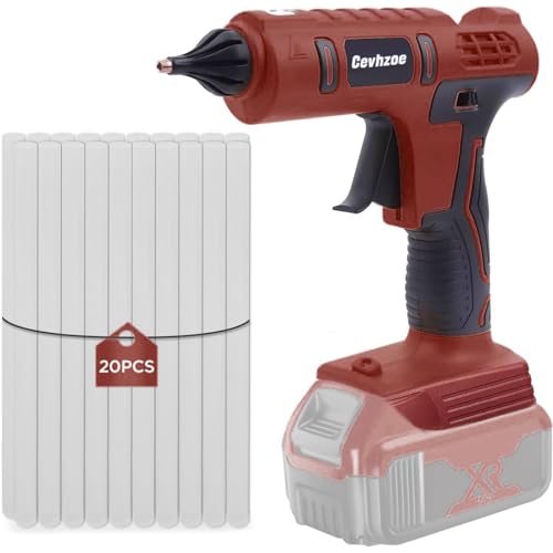100W Hot Glue Gun Cordless Glue Gun for Milwaukee 18V Lithium-Ion Battery with 20Pcs 0.43 Glue Sticks and Insulated Copper Nozzle Hot Glue Gun Kit (Tool Only Battery NOT Included)