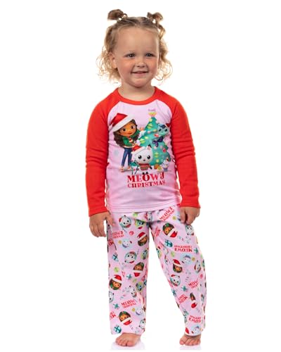 INTIMO Gabby's Dollhouse Toddler Girls' Meowy Christmas Show Sleep Pajama Set