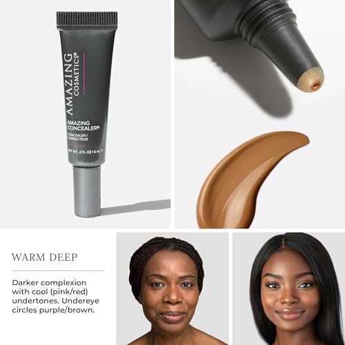 AmazingCosmetics Amazing Concealer, Full Coverage with Pin Dot Amounts, Long Wear Concealer Makeup for Undereye Dark Circles, Blemishes and Spots, Color Correcting, Skin- Like Finish