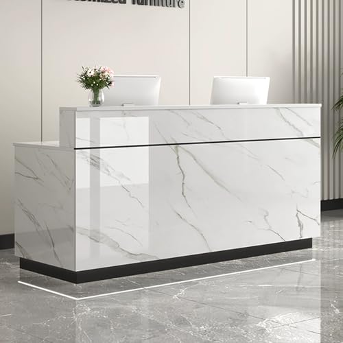 Bureau de réception gain de place avec coins verrouillables, comptoir de réception de bureau moderne, table de vente au détail et design fonctionnel pour les espaces d'affaires