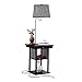 Brightech Madison - Narrow Nightstand with Built in Lamp, USB Port & Shelves for Bedrooms - Mid Century Modern End Table & Attached Floor Lamp for Living Rooms - Side Table & Reading Light - Black