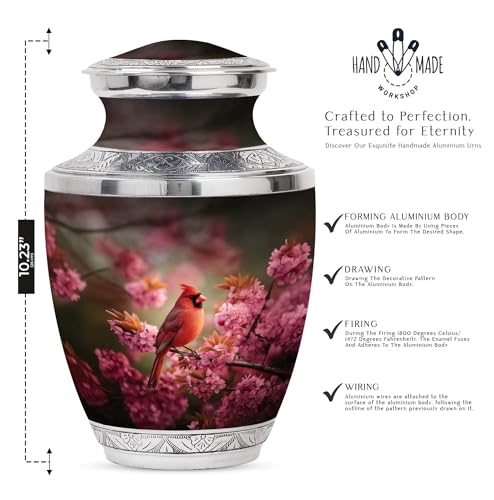 Image of Cardinal Bird Urn Large Urn for Ashes for Women & Men 1 Large & 1 Small | Keepsake Urns for Funeral, Funeral Decorative Ashes