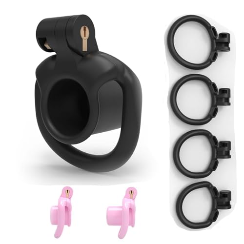 Inverted Training Cage, Men’s Special Protective Crossdressing Set with 4 Arc Rings Lightweight Breathable Invisible Set -A63SQUS (Black, Short)