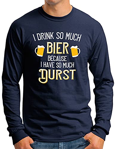 T-shirt grand confort homme manches longues bleu marine motif humour bière XL