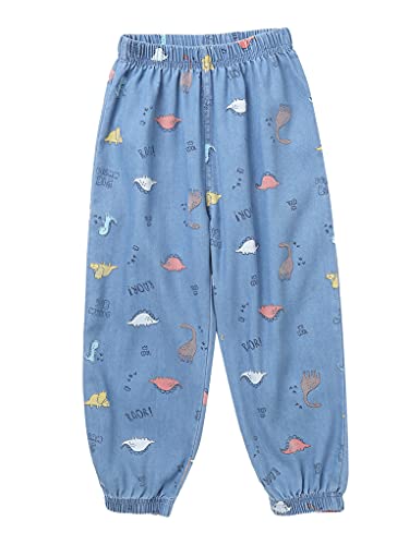 TTAO Unisex Kids Girls Boys Summer Long Harem Jeans Sports Gym Joggers Fashion Printed Pants Casual Dailywear Blue 5-62