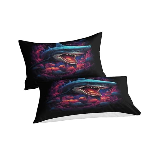 Housse de couette requins imprimée 3D en microfibre douce et zippée INTCHE - 5