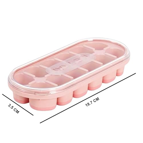 Kit 4 Formas Gelo Silicone com Tampa Tempero Papinha de Bebe frutas 12 cubo Rígida e Flexível Fundo