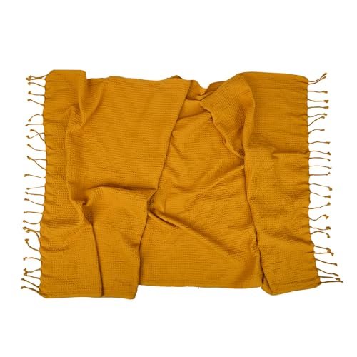 Image of Bath Towels - 100% Cotton Waffle Weave Large Size Towels (75 x 150cm) - Quick Absorption &Faster Drying Bath Towel for Women & Men (Pack of 1, Mustard Yellow)