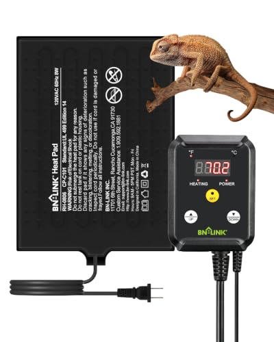 Image of BN-LINK Durable Reptile Heating Pad 6 inch X 8 inch with Digital Thermostat Under Tank Heater Terrarium Warmer Combo Set for Turtles, Lizards, Frogs, and Other Reptiles