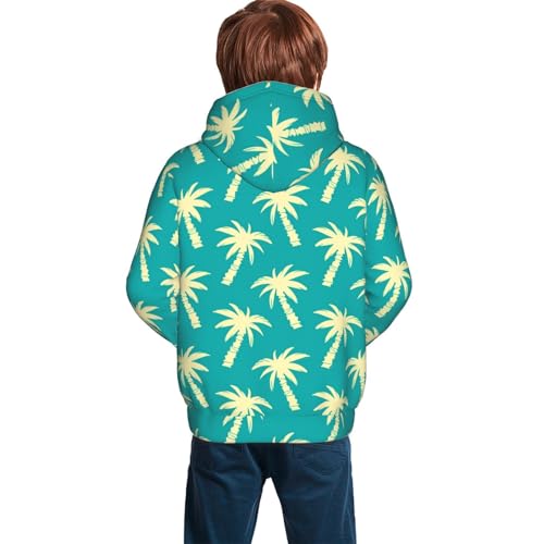 OLGCZM Blue Palm Tree Kids Hoodies Pullover 3d Sweatshirt Jumpers Tops For Boys Girls Medium3