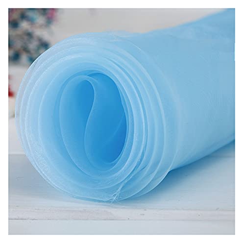 GUIOB 2m Tulle Organza Rouleau De Tulle Transparent Rouleau Organza Sheer Tissu DéCoratif éLéGant pour Chaise De Mariage, DéCoration De Table DIY Crafts -150cm Largeur,lightblue Cover