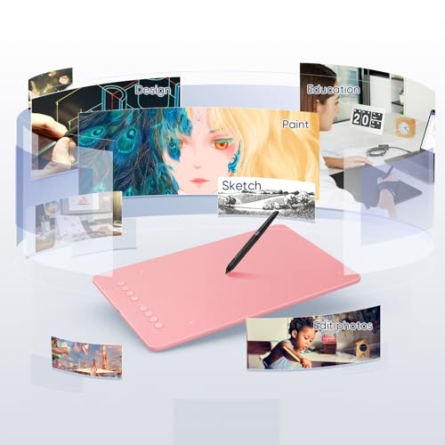 Image of Drawing Tablet-XPPen Deco 01 V3 10x6.25 Inch Graphics Tablet Digital Drawing Tablet for Chromebook with 16384 Levels Pressure Battery-Free Stylus and 8 Shortcut Keys (Pink)