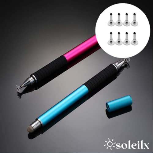 soleilx Punte Extra per Penna per Tablet Universale - 8 PZ - set punte di ricambio per pennino touch screen, pennino per iPad, iPhone, Samsung Lenovo android smartphone e universale per tutti i tablet