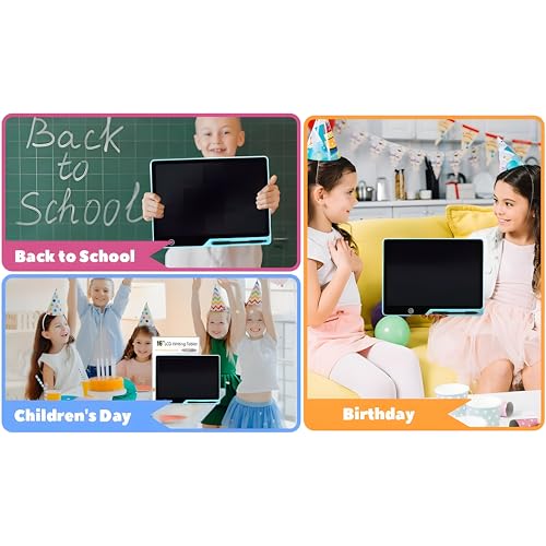 Image of Magic Slate 16-inch LCD Writing Tablet with Stylus Pen, for Drawing, Playing, Noting by Kids & Adults (Rechargeable LCD Writing Tablet) (Blue)