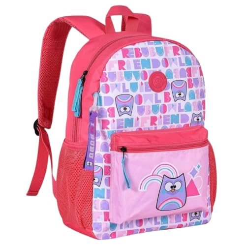 Mochila de Costas Corujinha Bubu Infantil Juvenil Adulto Rosa Creche Escolar Passeio Trabalho