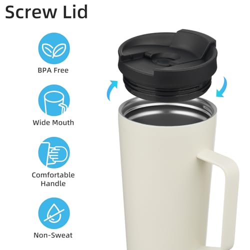 Image of Konokyo 26 oz Insulated Tumbler with Handle & Straw, Stainless Steel Mug