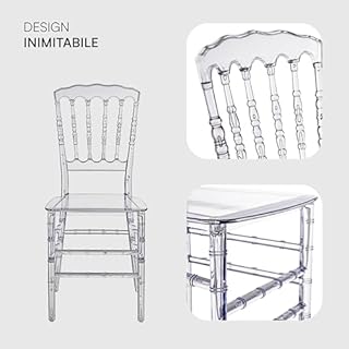 Baroni Home Set di 4 Sedie in Policarbonato Trasparente, Seduta Design Elegante Impilabile e Impermeabile da Soggiorno, Sala da Pranzo, Camera da Letto, 38X38X91 cm, Bambù