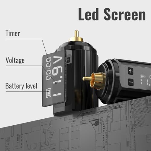 Wormhole Tattoo Gun Tattoo Kit with Wireless Tattoo Machine, 2PCS 1,200mAh Capacity Tattoo Batteries, 20 Cartridge Needles with Finger Ledge, Ink Color Set for Artists-Purple