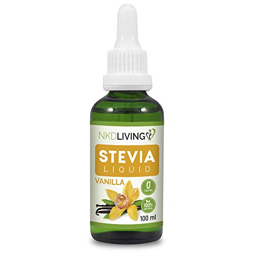 NKD Living Pure Stevia gotas líquidas 100 ml  vainilla  con cuentagotas de vidrio