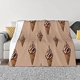 Chocolate Cute Ice Cream Throw Blanket for Couch Bed-Soft Cozy Fleece Throw Blankets 40'X30' Lightweight Warm Cute Throw Blanket for Chair Sofa Bed Camping Picnic Travel