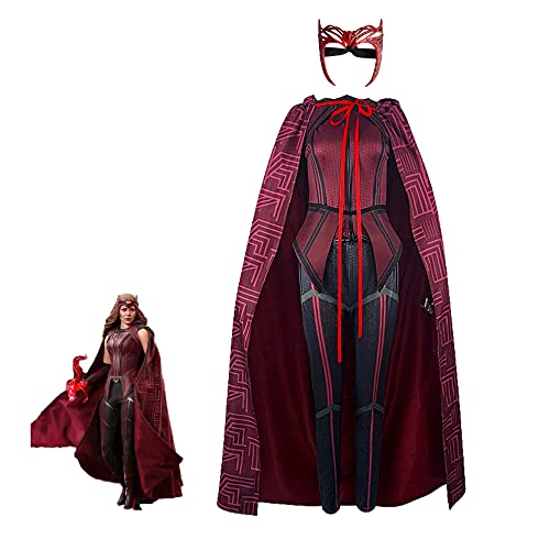 Wanda Maximoff - Disfraz completo de bruja escarlata, corona de resina, capa superior con tiara para...