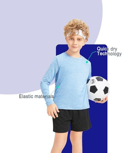 5 Pack Boys&Girls Athletic Quick Dry Long Sleeve Youth Performance Activewear T-Shirt for Kids3