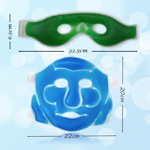 Image of Aqua Ice Face & Eye Cooling Gel Pad and Aloe Vera Gel Mask Ice Pack for Face and Eye Patches Remove Dark Circles, Fatigue Cool Eyes Patch Pads Eye Care | Facial Skin Refresh Face Mask for Hot & Cold Therapy (Blue Face Mask, Aloe Hole Eye Mask)