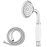 Maynosi Bathroom Classical Shower Head, Traditional Telephone Style Handheld Showers, Retro Ceramic Handle Hand Shower, Victorian Rain Sprayer Showers with 1.5M Hose (Chrome)