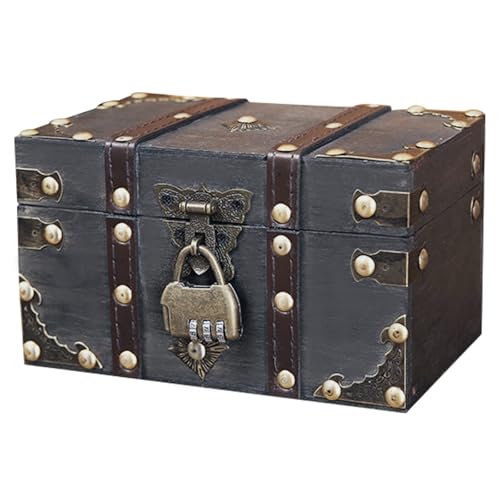 Veebmys Coffre au Trésor en Bois Vintage avec Serrure, 18 x 11 x 10 cm, Rangement et Décoration,...