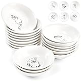 Cedilis 18 Pack Super Cute Cat Ceramic Sauce Dish, Mini Sushi Soy Dipping Bowl, Small Condiment...