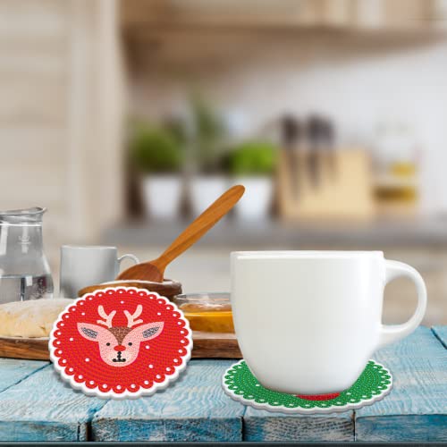 Phionxei Christmas Diamond Painting Coasters Kits With Holder,Diy Diamond Arts And Crafts Kits For Adults Kids 8-Packs,Diamond Dotz Kits For Beginners #TOP2