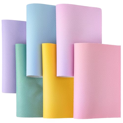 CALFOVERA 6 Rollo de Cuero Sintético de PU de 21 x 15cm, 6 Colores, Tamaño A5, Suave, Impermeable, para Manualidades, Costura Y Decoración.