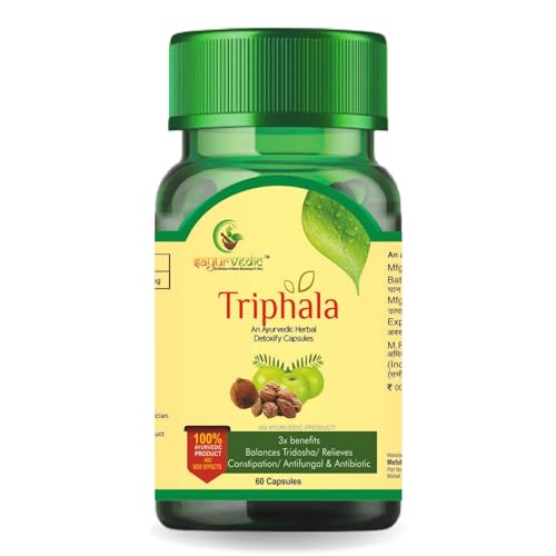 Triphala 60 Capsules Bottle | An Ayurvedic Herbal Detoxify Capsules | Helps with Gut Health, Constip...