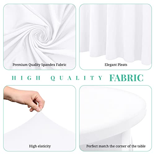 Teruntrue 3 Packs 5Ft Round Cocktail Table Skirts 60 Inch White Spandex Table Skirts For Round Tables,Cocktail Tablecloth Fitted Stretch Table Covers For Wedding Bar Party Birthday Banquet #TOP2