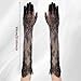 HaiFafafaing Lace Gloves Women Long Floral Elbow Length Mesh Tulle Sheer Opera Gloves Tea Party Wedding Bridal Party Cosplay(Black)