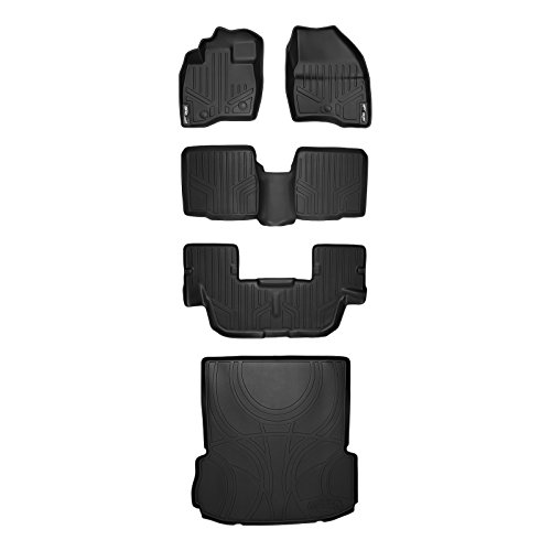 MAXLINER Floor Mats 3 Rows and Cargo Liner Set Black for 2017-2018 Ford