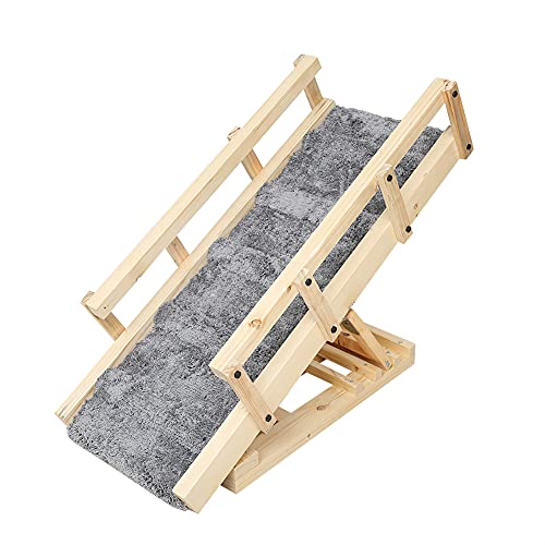 laddawan Dog Ramp with Steps and Rails/Fold up Easily Stored/Dog Stairs/4 Heights/Great for Elderly & Disabled Pet Ramp